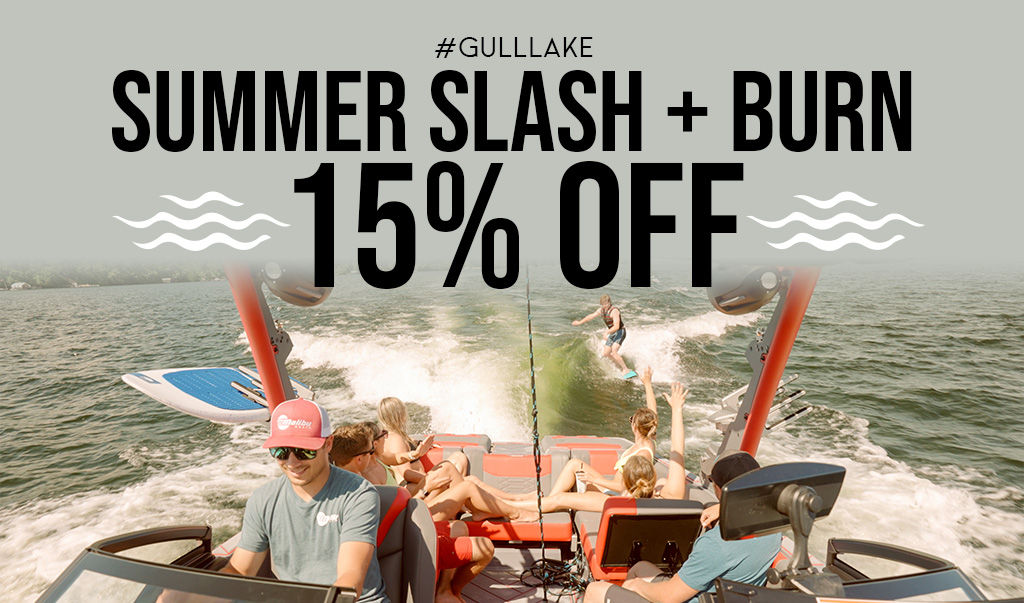 Boat wake surfing with 15% off promotion