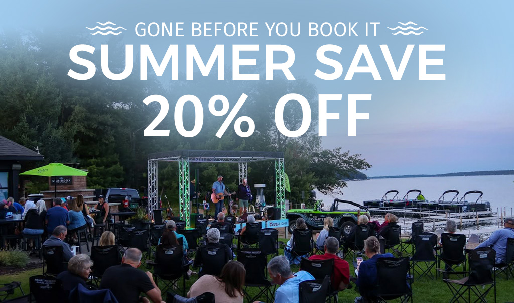 Lakeside outdoor concert with summer discount promotion