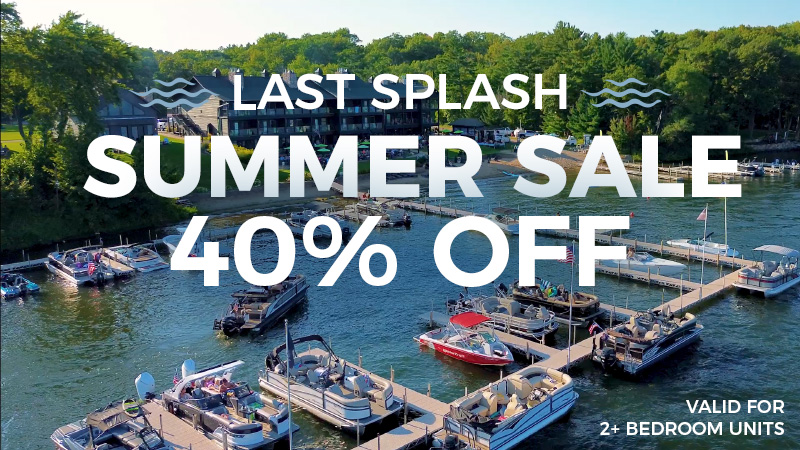 Marina with boats and summer sale promotion